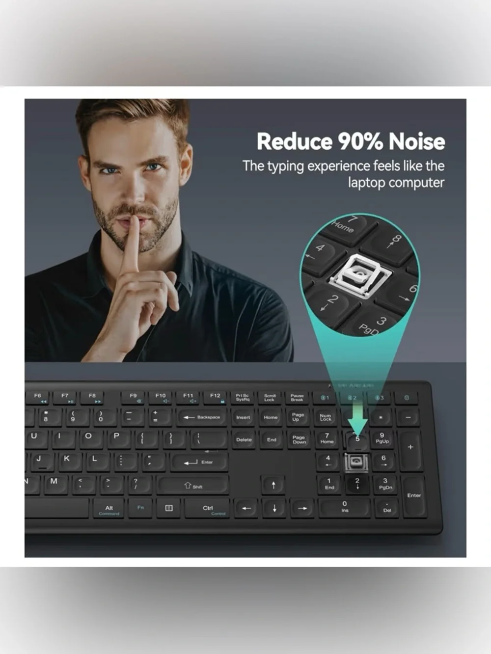 TECKNET Bluetooth Keyboard Rechargeable, 4-Device Free Switching (2.4G+BT)